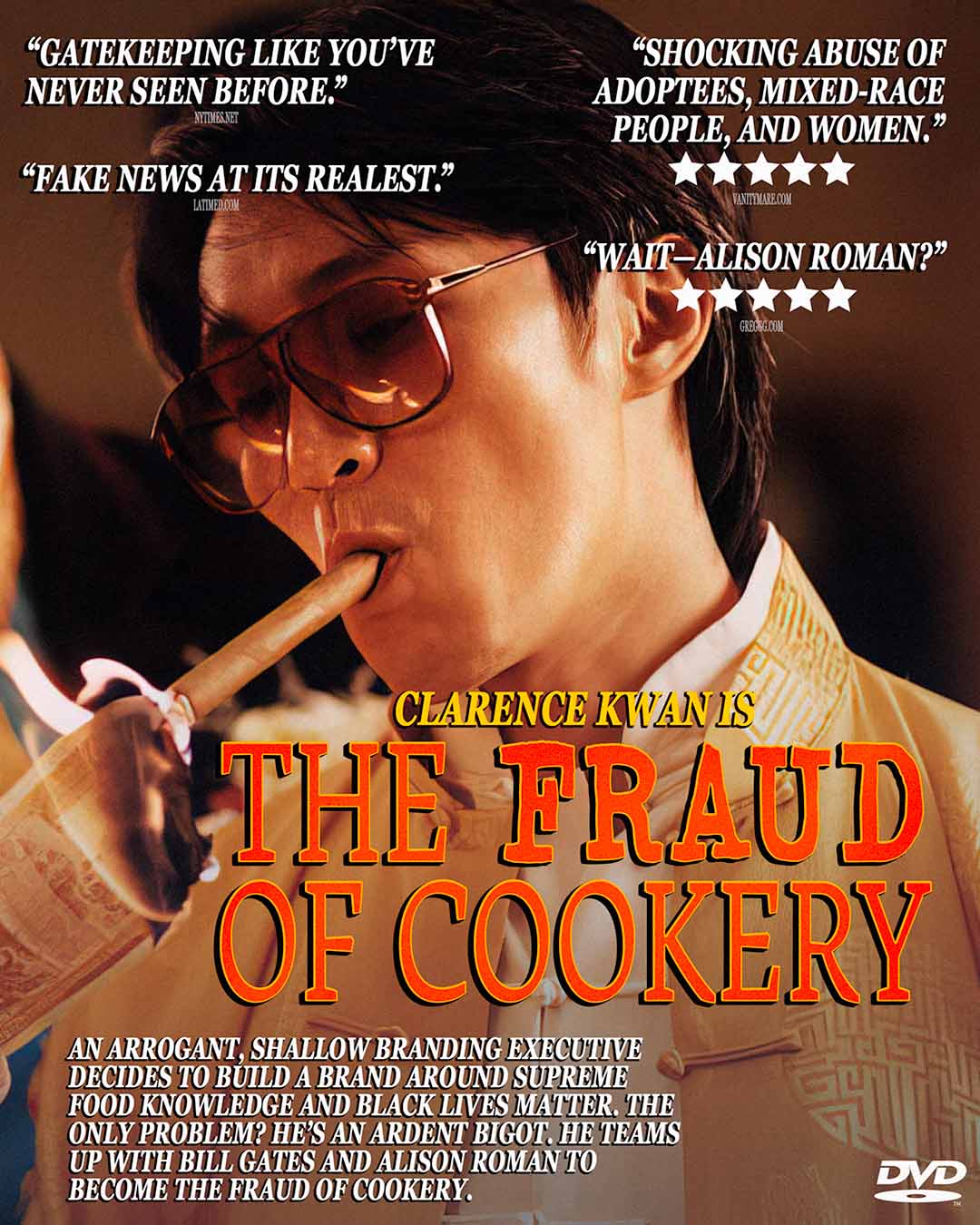 Mock DVD cover for The Fraud of Cookery, based on The God of Cookery, the film from which Clarence Kwan’s Instagram profile picture was obtained. Originally presented as an Instagram post.