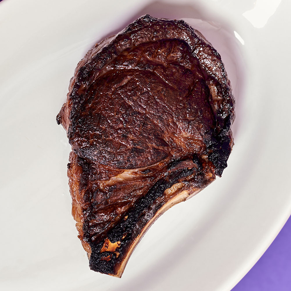 A Lobel’s rib steak. I usually prefer my steaks maybe slightly more al dente, but the stove’s gonna do what the stove’s gonna do.